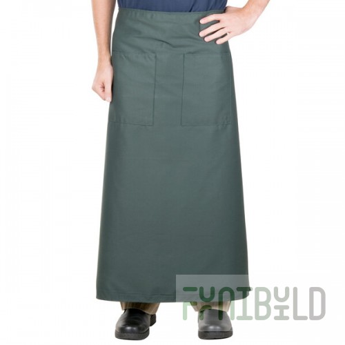 Intedge Hunter Green Poly-Cotton Bistro Apron with 2 Pockets - 38
