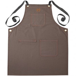 Outset® 76472 Brown Canvas Adjustable Grill / BBQ Bib Apron with Pockets - 30 Outset® 76472 Brown Canvas Adjustable Grill / BBQ Bib Apron with Pockets - 30