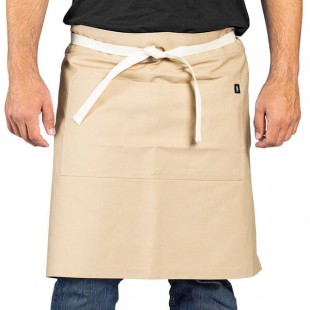 Uncommon Chef 3117 Light Beige Customizable 100% Cotton Canvas Moxie Waist Apron with Natural Webbing and 3 Pockets - 24
