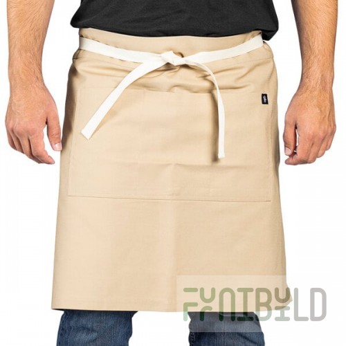 Uncommon Chef 3117 Light Beige Customizable 100% Cotton Canvas Moxie Waist Apron with Natural Webbing and 3 Pockets - 24