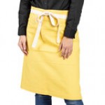 Uncommon Chef 3117 Light Beige Customizable 100% Cotton Canvas Moxie Waist Apron with Natural Webbing and 3 Pockets - 24