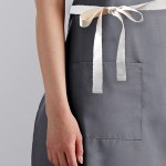 Choice Gray Poly-Cotton Adjustable Bib Apron with 2 Pockets and Natural Webbing Accents - 32 Choice Gray Poly-Cotton Adjustable Bib Apron with 2 Pockets and Natural Webbing Accents - 32