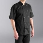 Uncommon Chef South Beach 0415 Unisex Black Customizable Short Sleeve Chef Coat - M Uncommon Chef South Beach 0415 Unisex Black Customizable Short Sleeve Chef Coat - M