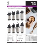 Service Ideas Eco-Air® Slim 3 Liter Stainless Steel Lined Airpot with Lever SECAL30SS