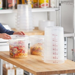Vigor 6 Qt. Translucent Round Polypropylene Food Storage Container and Translucent Lid - 12/Pack Vigor 6 Qt. Translucent Round Polypropylene Food Storage Container and Translucent Lid - 12/Pack