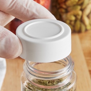 43/485 White Unlined Polypropylene Spice Cap - 100/Pack