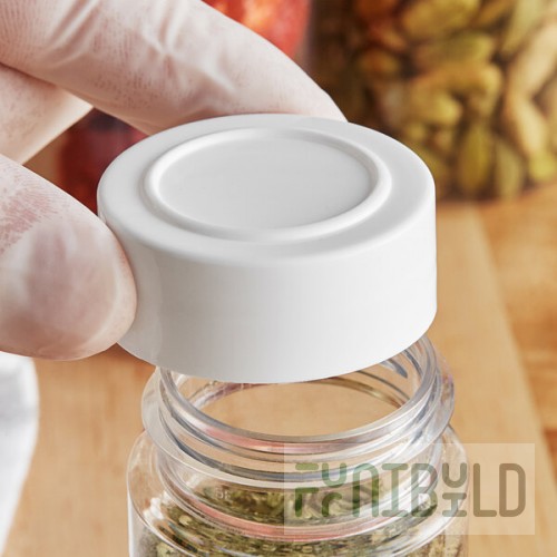 43/485 White Unlined Polypropylene Spice Cap - 100/Pack