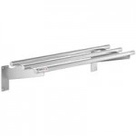 ServIt Two Pan Open Well Electric Steam Table with Angled Sneeze Guard, Fixed Tray Slide, and Casters - 120V, 1000W