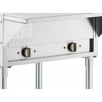 ServIt Two Pan Open Well Electric Steam Table with Angled Sneeze Guard, Fixed Tray Slide, and Casters - 120V, 1000W
