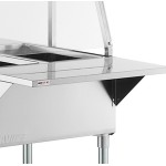 ServIt Two Pan Open Well Electric Steam Table with Angled Sneeze Guard, Fixed Tray Slide, and Casters - 120V, 1000W