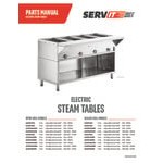 ServIt Two Pan Open Well Electric Steam Table with Angled Sneeze Guard, Fixed Tray Slide, and Casters - 120V, 1000W