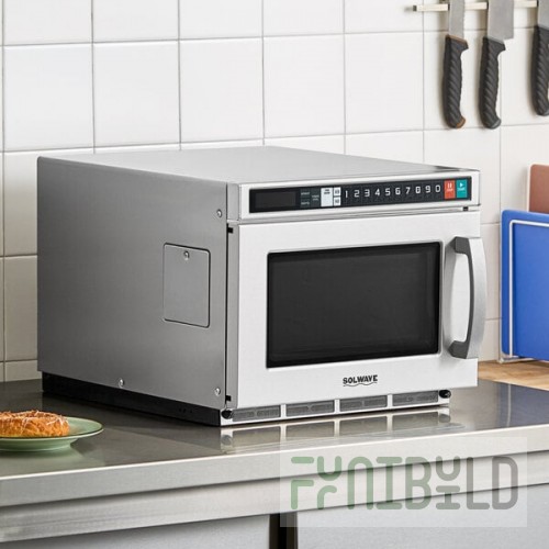 Solwave Space Saver Stainless Steel Heavy-Duty Commercial Microwave with USB Port - 2,100W, 208/240V