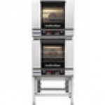 Moffat E23D3/2 Turbofan Double Deck Half Size Electric Digital Convection Oven with Steam Injection and Stainless Steel Stand - 208V, 1 Phase, 5.4 kW Moffat E23D3/2 Turbofan Double Deck Half Size Electric Digital Convection Oven with Steam Injection and Stainless Steel Stand - 208V, 1 Phase, 5.4 kW