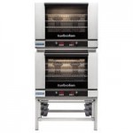 Moffat E23D3/2 Turbofan Double Deck Half Size Electric Digital Convection Oven with Steam Injection and Stainless Steel Stand - 208V, 1 Phase, 5.4 kW Moffat E23D3/2 Turbofan Double Deck Half Size Electric Digital Convection Oven with Steam Injection and Stainless Steel Stand - 208V, 1 Phase, 5.4 kW