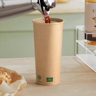 New Roots 24 oz. Smooth Single Wall Kraft Compostable Paper Hot Cup - 500/Case
