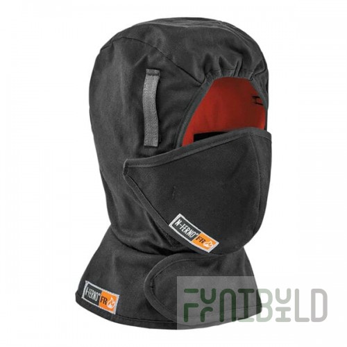 Ergodyne N-Ferno 6876 Black Flame-Resistant 2-Layer Shoulder-Length Winter Hard Hat Liner with Thermal Lining and Mouthpiece 16876