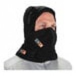Ergodyne N-Ferno 6876 Black Flame-Resistant 2-Layer Shoulder-Length Winter Hard Hat Liner with Thermal Lining and Mouthpiece 16876