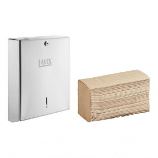 Lavex Stainless Steel Tall Multifold Surface Mounted Paper Towel Dispenser with 4,000 Kraft M-Fold Paper Towels Lavex Stainless Steel Tall Multifold Surface Mounted Paper Towel Dispenser with 4,000 Kraft M-Fold Paper Towels