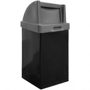Wausau Tile MF3052 35 Gallon Steel Square Trash Can with Plastic Push-Door Lid