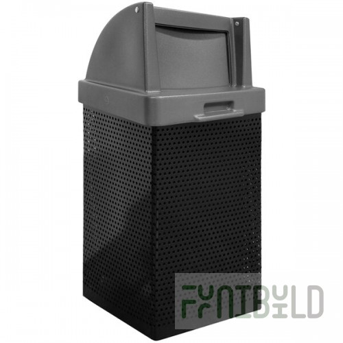 Wausau Tile MF3052 35 Gallon Steel Square Trash Can with Plastic Push-Door Lid