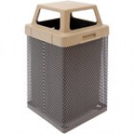Wausau Tile MF3052 35 Gallon Steel Square Trash Can with Plastic Push-Door Lid