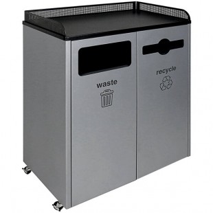 Busch Systems Courtside 100927 64 Gallon Powder-Coated Steel Two Stream Decorative Recycle / Waste Receptacle Busch Systems Courtside 100927 64 Gallon Powder-Coated Steel Two Stream Decorative Recycle / Waste Receptacle
