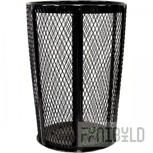 Witt Industries EXP-52BK 48 Gallon Black Steel Mesh Round Outdoor Trash Can