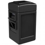Commercial Zone 755101 28 Gallon Islander Series Black Harbor Square 1 Trash Can with Towel Dispenser, Squeegee, and Windshield Wash Station