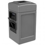 Commercial Zone 755101 28 Gallon Islander Series Black Harbor Square 1 Trash Can with Towel Dispenser, Squeegee, and Windshield Wash Station