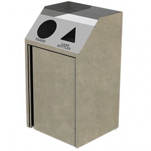 Lakeside 4412BS Stainless Steel Rectangular Refuse / Recycling Station with Front Access and Beige Suede Laminate Finish - 26 1/2