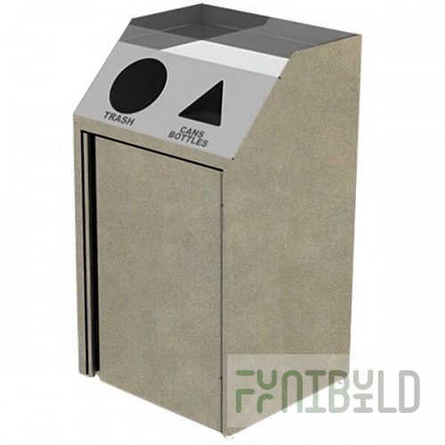 Lakeside 4412BS Stainless Steel Rectangular Refuse / Recycling Station with Front Access and Beige Suede Laminate Finish - 26 1/2