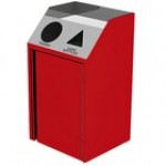 Lakeside 4412BS Stainless Steel Rectangular Refuse / Recycling Station with Front Access and Beige Suede Laminate Finish - 26 1/2