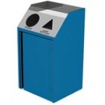 Lakeside 4412BS Stainless Steel Rectangular Refuse / Recycling Station with Front Access and Beige Suede Laminate Finish - 26 1/2