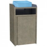 Lakeside 4412BS Stainless Steel Rectangular Refuse / Recycling Station with Front Access and Beige Suede Laminate Finish - 26 1/2