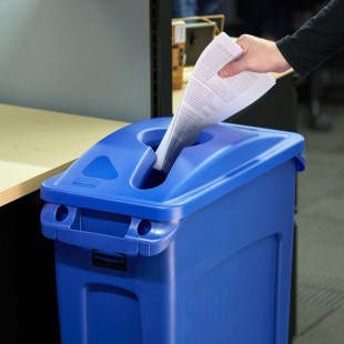 Rubbermaid® 1788372 Slim Jim Blue Slim Rectangular Recycling Bin Lid with Mixed Recycle Slot