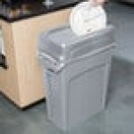 Rubbermaid® Slim Jim 64 Qt. / 16 Gallon Gray Rectangular Trash Can with Gray Drop Shot Lid