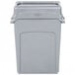 Rubbermaid® Slim Jim 64 Qt. / 16 Gallon Gray Rectangular Trash Can with Gray Drop Shot Lid