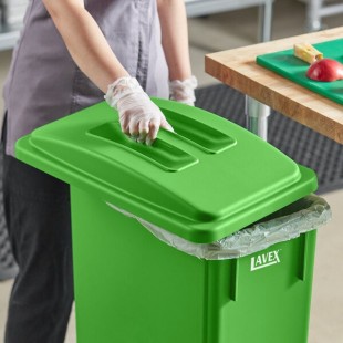 Lavex Lime Green Slim Rectangular Compost Bin Flat Lid with Handle Lavex Lime Green Slim Rectangular Compost Bin Flat Lid with Handle