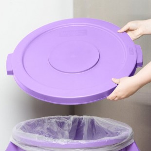 Carlisle 84102189 Bronco 20 Gallon Purple Flat Round Trash Can Lid