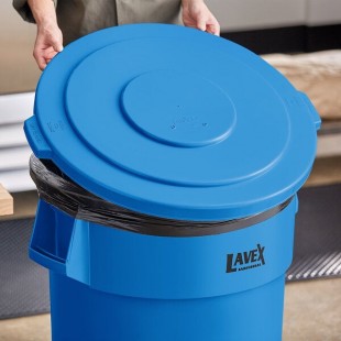 Lavex 55 Gallon Blue Round Commercial Trash Can Lid Lavex 55 Gallon Blue Round Commercial Trash Can Lid