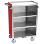 Lakeside 815RD Medium-Duty Stainless Steel Four Shelf Utility Cart With Enclosed Base and Red Finish - 16 7/8