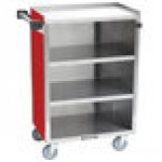 Lakeside 815RD Medium-Duty Stainless Steel Four Shelf Utility Cart With Enclosed Base and Red Finish - 16 7/8