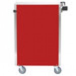 Lakeside 815RD Medium-Duty Stainless Steel Four Shelf Utility Cart With Enclosed Base and Red Finish - 16 7/8