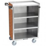 Lakeside 815RD Medium-Duty Stainless Steel Four Shelf Utility Cart With Enclosed Base and Red Finish - 16 7/8