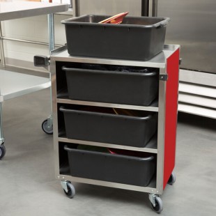 Lakeside 615RD Standard-Duty Stainless Steel Four Shelf Utility Cart with Enclosed Base and Red Finish - 16 1/2