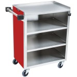 Lakeside 615RD Standard-Duty Stainless Steel Four Shelf Utility Cart with Enclosed Base and Red Finish - 16 1/2