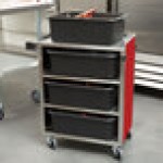Lakeside 615RD Standard-Duty Stainless Steel Four Shelf Utility Cart with Enclosed Base and Red Finish - 16 1/2