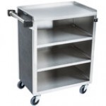 Lakeside 615RD Standard-Duty Stainless Steel Four Shelf Utility Cart with Enclosed Base and Red Finish - 16 1/2