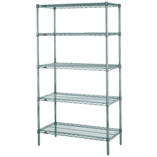 Metro 5N437K3 Super Erecta Metroseal Green Adjustable Wire Stationary Starter Shelving Unit - 21 Metro 5N437K3 Super Erecta Metroseal Green Adjustable Wire Stationary Starter Shelving Unit - 21