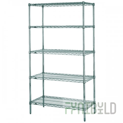 Metro 5N437K3 Super Erecta Metroseal Green Adjustable Wire Stationary Starter Shelving Unit - 21
